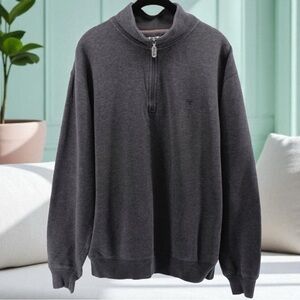 Fila Gray Quarter Zip Sweater Distressed Comfy Athletic Tennis Soccer Size L